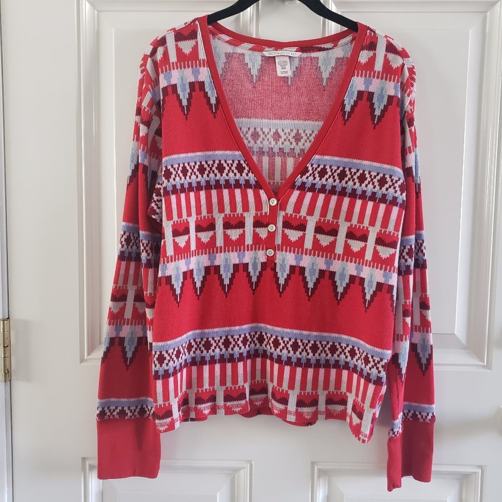 VICTORIA'S SECRET Pullover Multicolor V Neck Sweater SZ XL